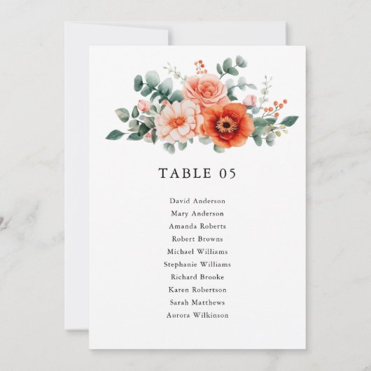 Verona Sunset Bright結婚's Seat Chart Card 招待状 (裏面)