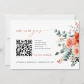 Verona Sunset Bright Orange写真モダンQRコード セーブザデート (正面)