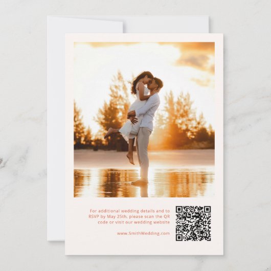 Verona Sunset Orange結婚のフローラQRコード写真 招待状 (裏面)