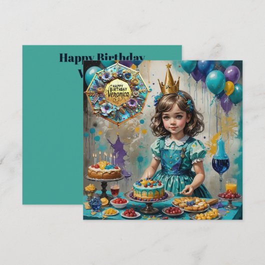 VERONICA ~誕生日カード~ターコイズ (正面/裏面)