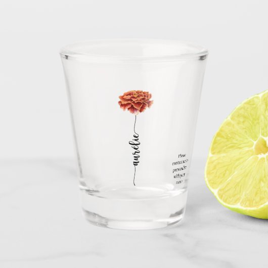 Verre à shot personnalisé Fleur Naissance Œillet ショットグラス (正面)