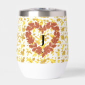 Verre à vin couronne d'automne son lit de feuilles (正面)