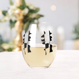 Verre à Vin Design Abstrait Dual Face ステムなしワイングラス
