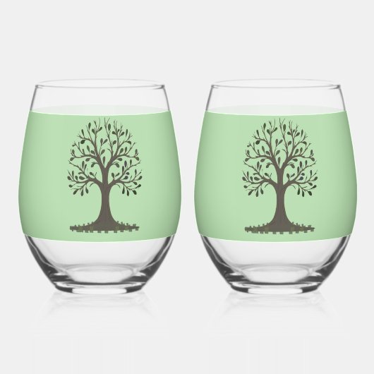 🌳 Verre à Vin Sans Pied Arbre de Vie🍹 ステムなしワイングラス (正面)