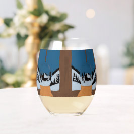 Verre à Vin sans Pied Hivernal - Boule à Neige ステムなしワイングラス
