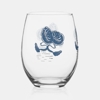 Verre Cygnes Bleus ステムなしワイングラス