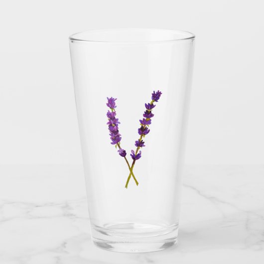 Verre fleur lavande aquarelle タンブラーグラス (正面)