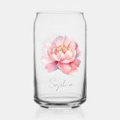 Verre personnalisé Pivoine Aquarelle Rose ガラス缶 (正面)