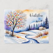 Verschneite Landschaft - Haus am Waldrand | ポストカード (正面)