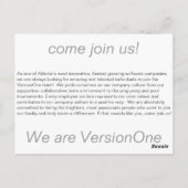VersionOne採用カード ポストカード (裏面)