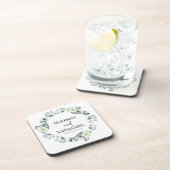 Vert Eucalyptus Feuilles Verdure Botanique Mariage コースター (右側)