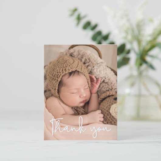Vertical 生まれたばかりの Photography Baby Showerありがとう ポストカード (スタンド正面)