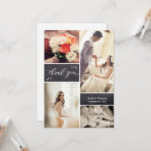 Vertical 素朴結婚 Photo Collage Thank You カード (正面/裏面インサイチュ)