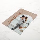 Vertical Arch Photo Taupe Save the Date 箔招待状 (回転した状態)