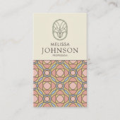 Vertical Art Nouveau Stained Glass QR Business Car 名刺 (正面)