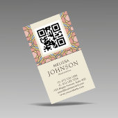 Vertical Art Nouveau Stained Glass QR Business Car 名刺
