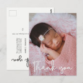 Vertical Baby Girl誕生Photo Thank You ポストカード (正面/裏面)
