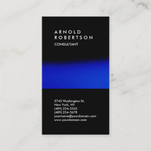 Vertical Black Blue Trend Consultant Business Card 名刺