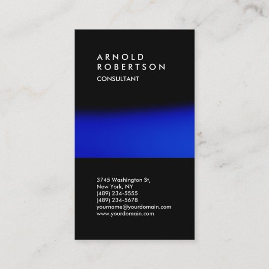 Vertical Black Blue Trend Consultant Business Card 名刺 (正面)