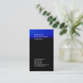 Vertical Black Blue Trend Consultant Business Card 名刺 (スタンド正面)