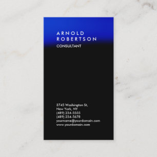 Vertical Black Blue Trend Consultant Business Card 名刺