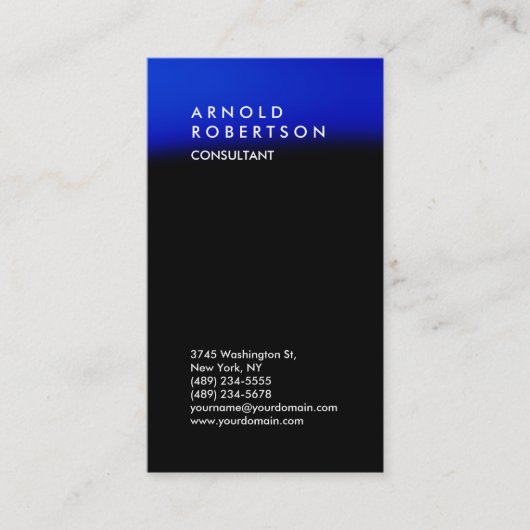 Vertical Black Blue Trend Consultant Business Card 名刺 (正面)