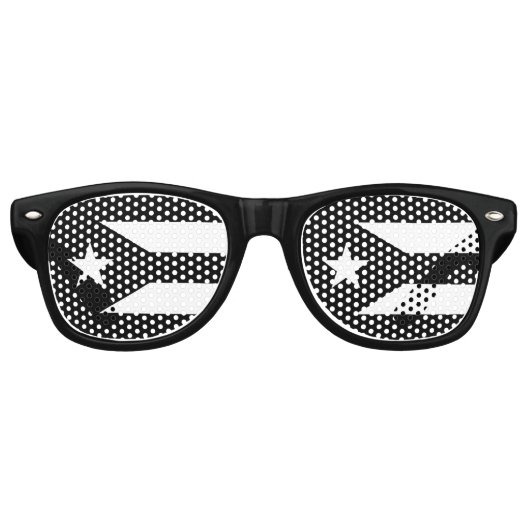 Vertical Black flag of Puerto Rico レトロサングラス (正面)