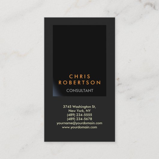 Vertical Black Gray Consultant Business Card 名刺 (正面)