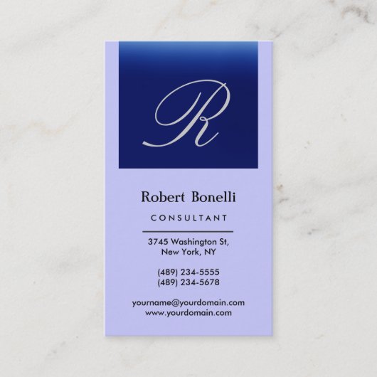 Vertical Blue Monogram Consultant名刺 名刺 (正面)