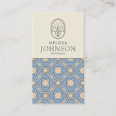 Vertical Blue Zen Pattern QR Code Business Card 名刺 (正面)