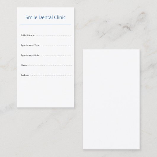 Vertical Dental Appointment Card Clean Design 予約カード (正面/裏面)