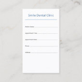 Vertical Dental Appointment Card Clean Design 予約カード (正面)
