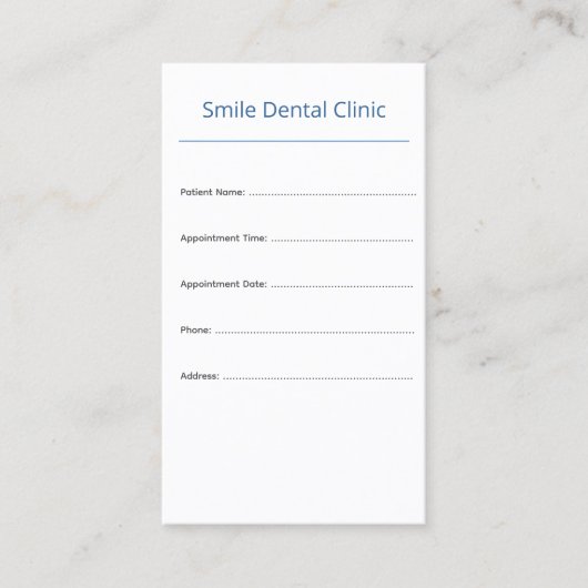 Vertical Dental Appointment Card Clean Design 予約カード (正面)