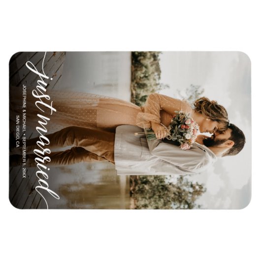 Vertical Elopmentたった今結婚しました結婚の写真 マグネット (横)