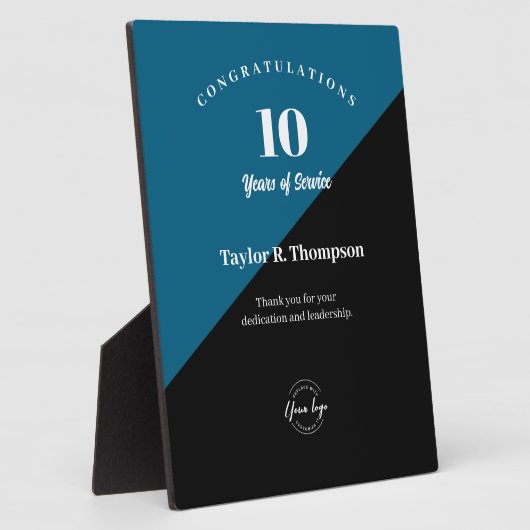 Vertical Employee years of service award blue フォトプラーク (側面)