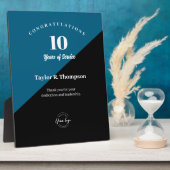 Vertical Employee years of service award blue フォトプラーク (側面)