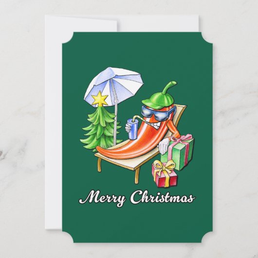 Vertical Firグリーンメリークリスマスchili 5 x 7" シーズンカード (正面)