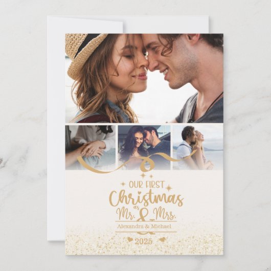 Vertical First Christmas 4 Photo Layout シーズンカード (正面)