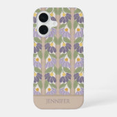 Vertical Floral Personalized Name Phone Case iPhone 16ケース (裏面)
