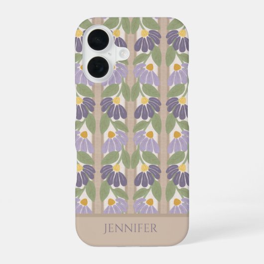 Vertical Floral Personalized Name Phone Case  iPhone 16ケース (裏面)