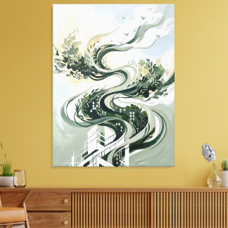 Vertical Forest Abstract Art | グリーン建築 キャンバスプリント