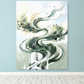Vertical Forest Abstract Art | グリーン建築 キャンバスプリント (インサイチュ (ウッドフロア))