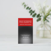 Vertical Gray Red Photography Artist Business Card 名刺 (スタンド正面)