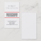 Vertical Gray Red White Photo Artist名刺 名刺 (正面/裏面)
