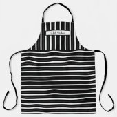 Vertical Horiz Stripe #3 自由な色 黒 白 SV エプロン (正面)