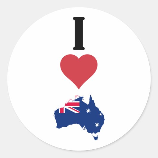 Vertical I Love Australia / I Heart Australia ラウンドシール (正面)