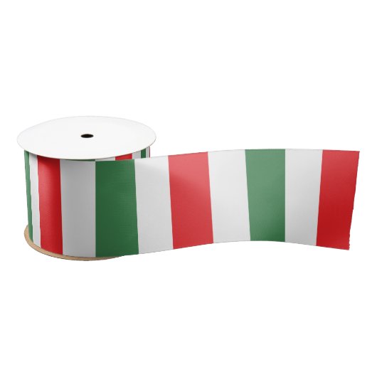 Vertical Italian Flag Stripes on White サテンリボン (リール)