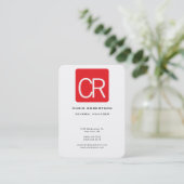 Vertical Large Red Stripe White Professional Plain 名刺 (スタンド正面)