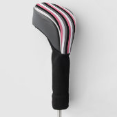 Vertical Lines Pink White Grey Black Stripes ゴルフヘッドカバー (アングル)