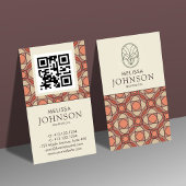 Vertical Mid-Century Modern Geometric QR 名刺